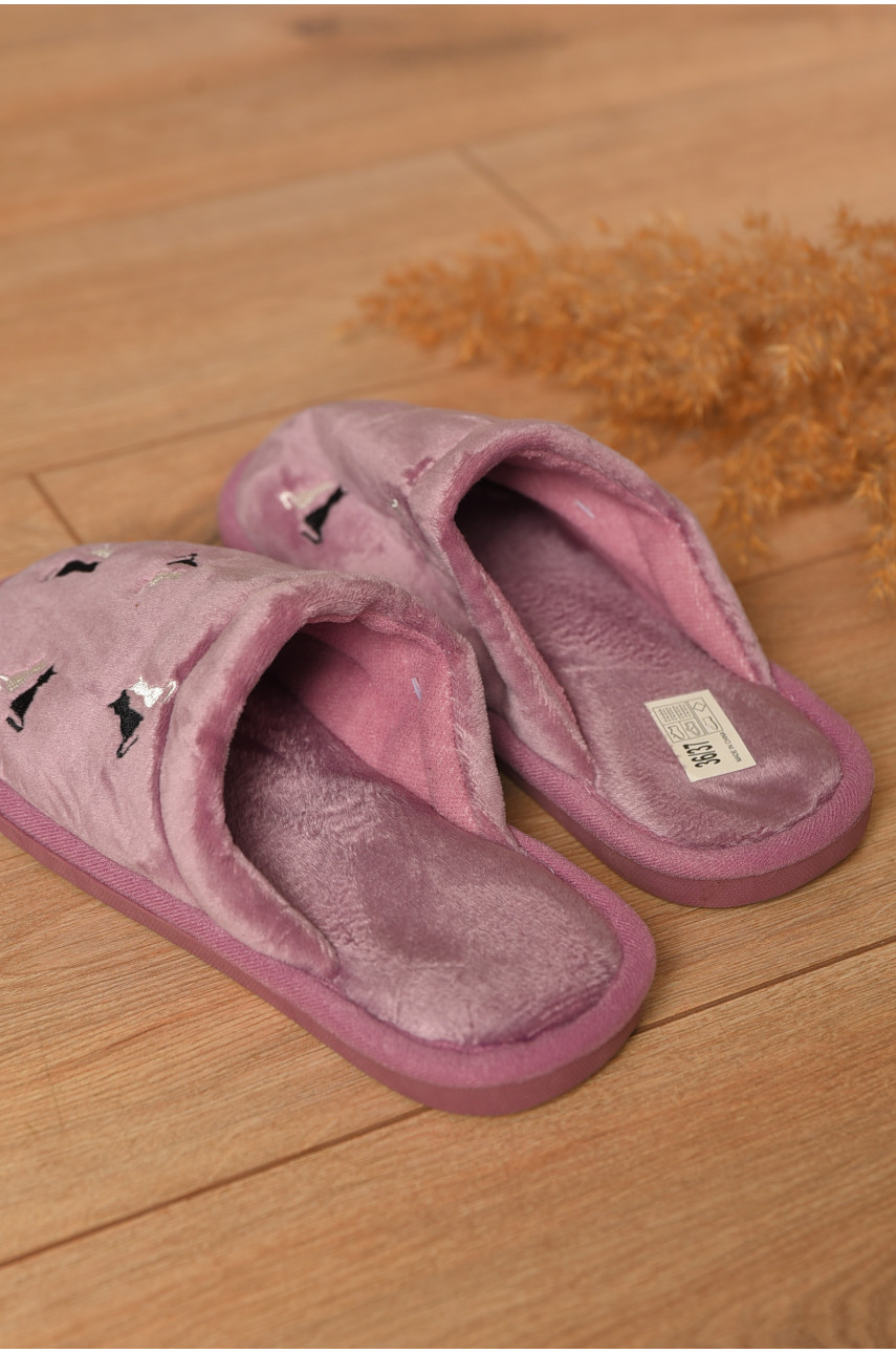 Тапочки домашние женские сиреневого цвета Н-60 208306