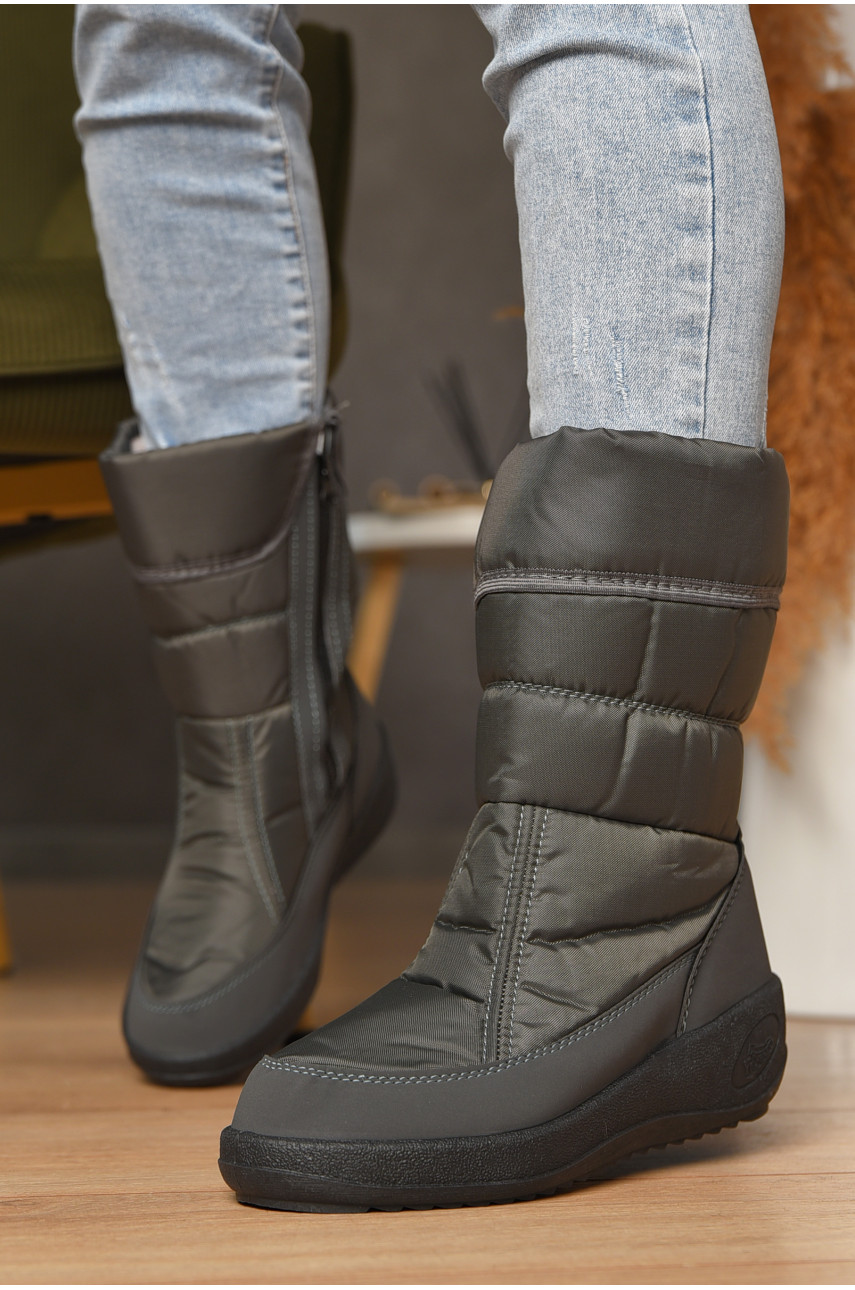 Дутики женские на меху серого цвета 503 208314