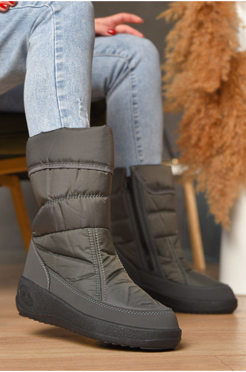 Дутики женские на меху серого цвета 503 208314