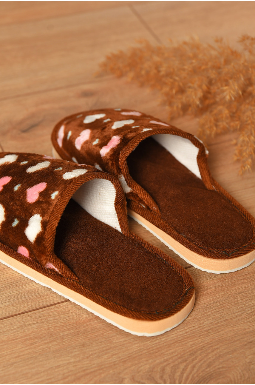 Тапочки домашние женские коричневого цвета SP-004 208315