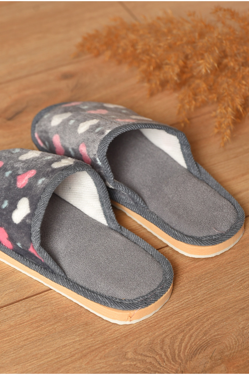 Тапочки домашние женские серого цвета SP-004 208316