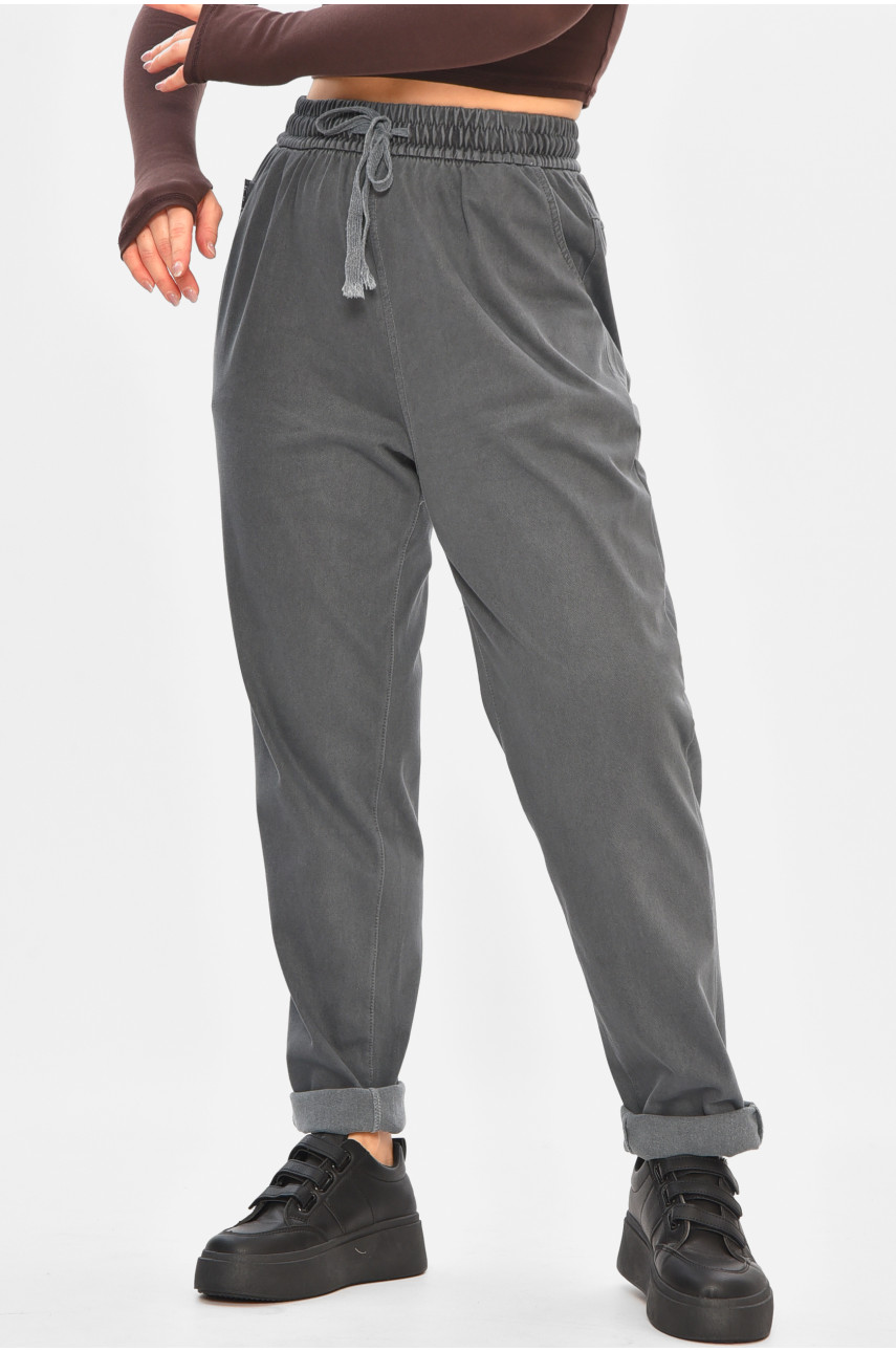 Джинсы женские батальные утепленные серого цвета 582-4 208321