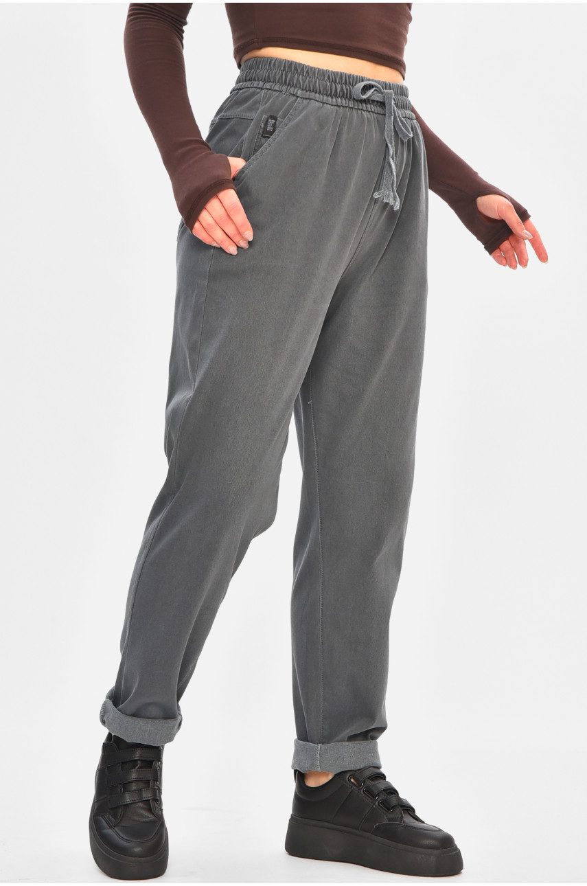 Джинсы женские батальные утепленные серого цвета 582-4 208321