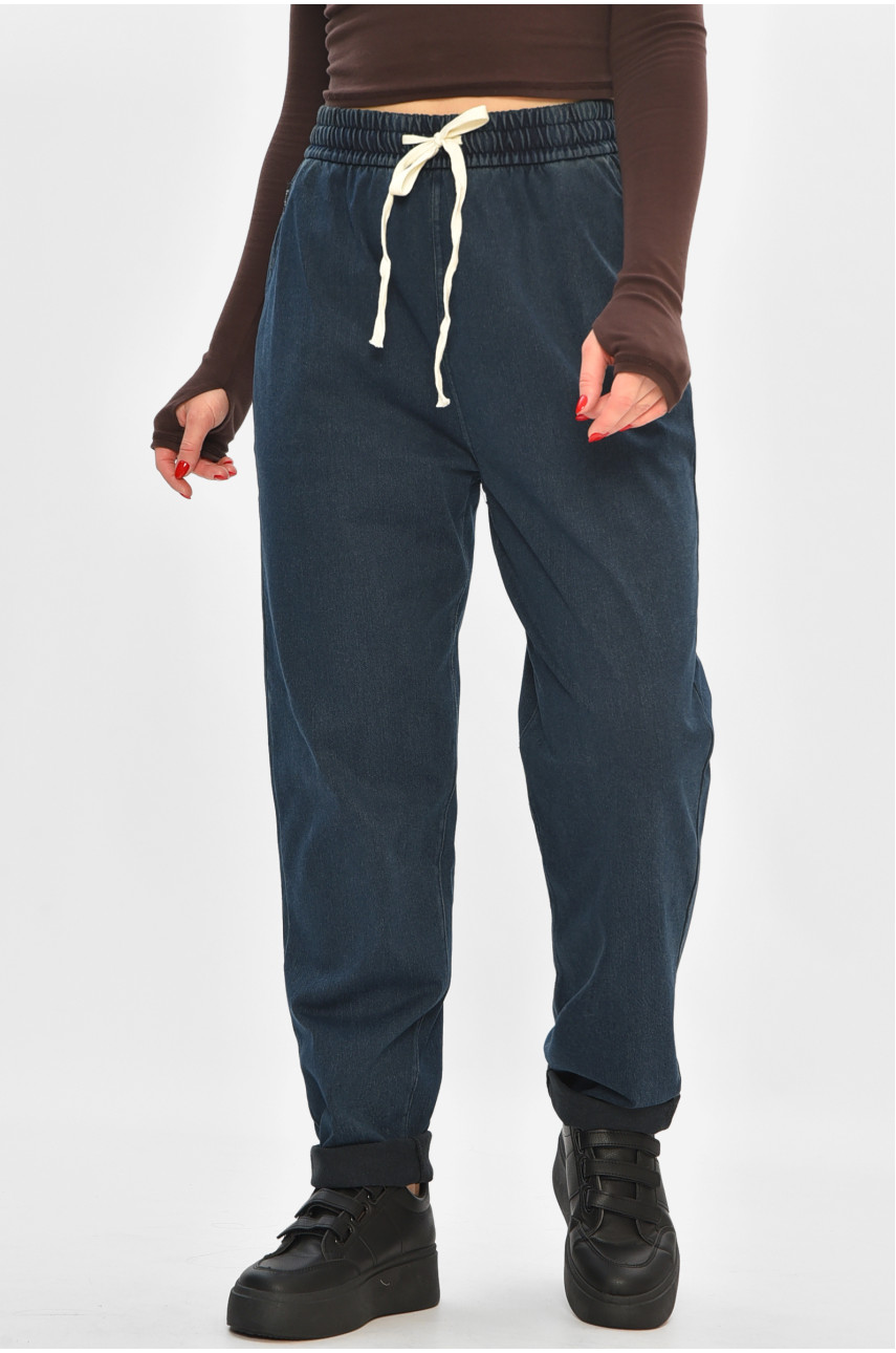 Джинсы женские батальные утепленные темно-синего цвета 582-4 208322