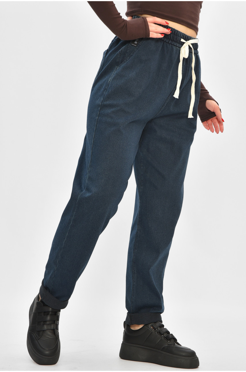 Джинсы женские батальные утепленные темно-синего цвета 582-4 208322