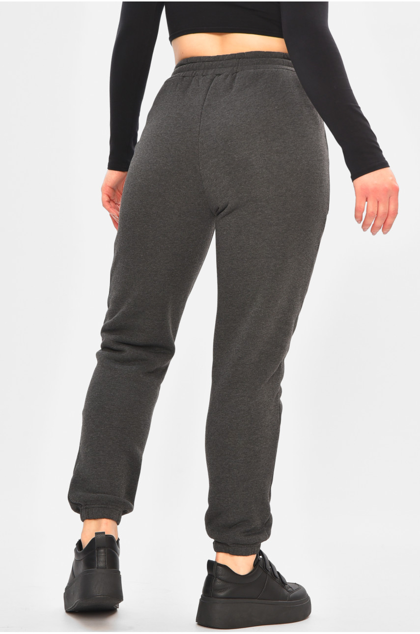 Спортивні штани жіночі на флісі темно-сірого кольору 9998 208323