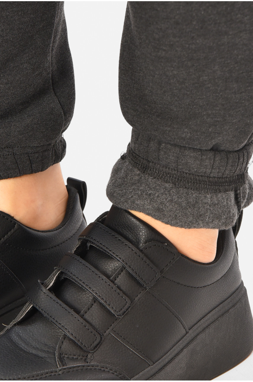 Спортивні штани жіночі на флісі темно-сірого кольору 9998 208323