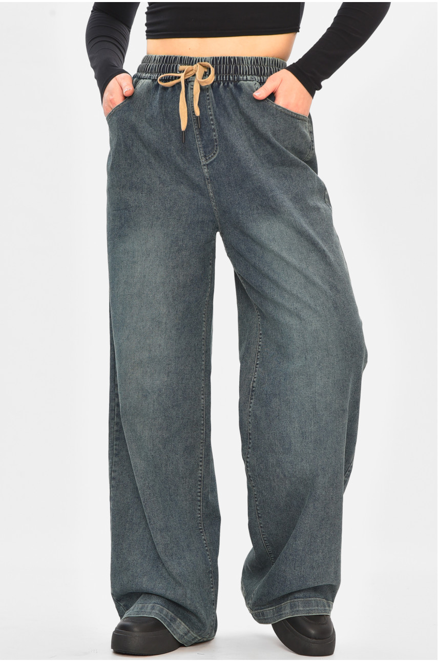 Джинсы женские однотонные темно-синего цвета 541-2 208327