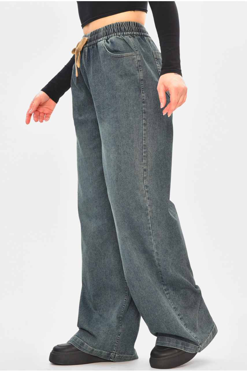 Джинсы женские однотонные темно-синего цвета 541-2 208327