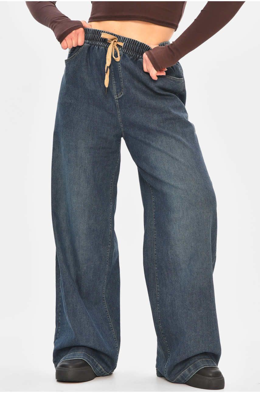 Джинсы женские однотонные темно-синего цвета 541-2 208328