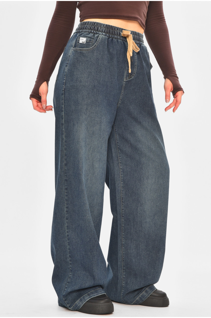 Джинсы женские однотонные темно-синего цвета 541-2 208328