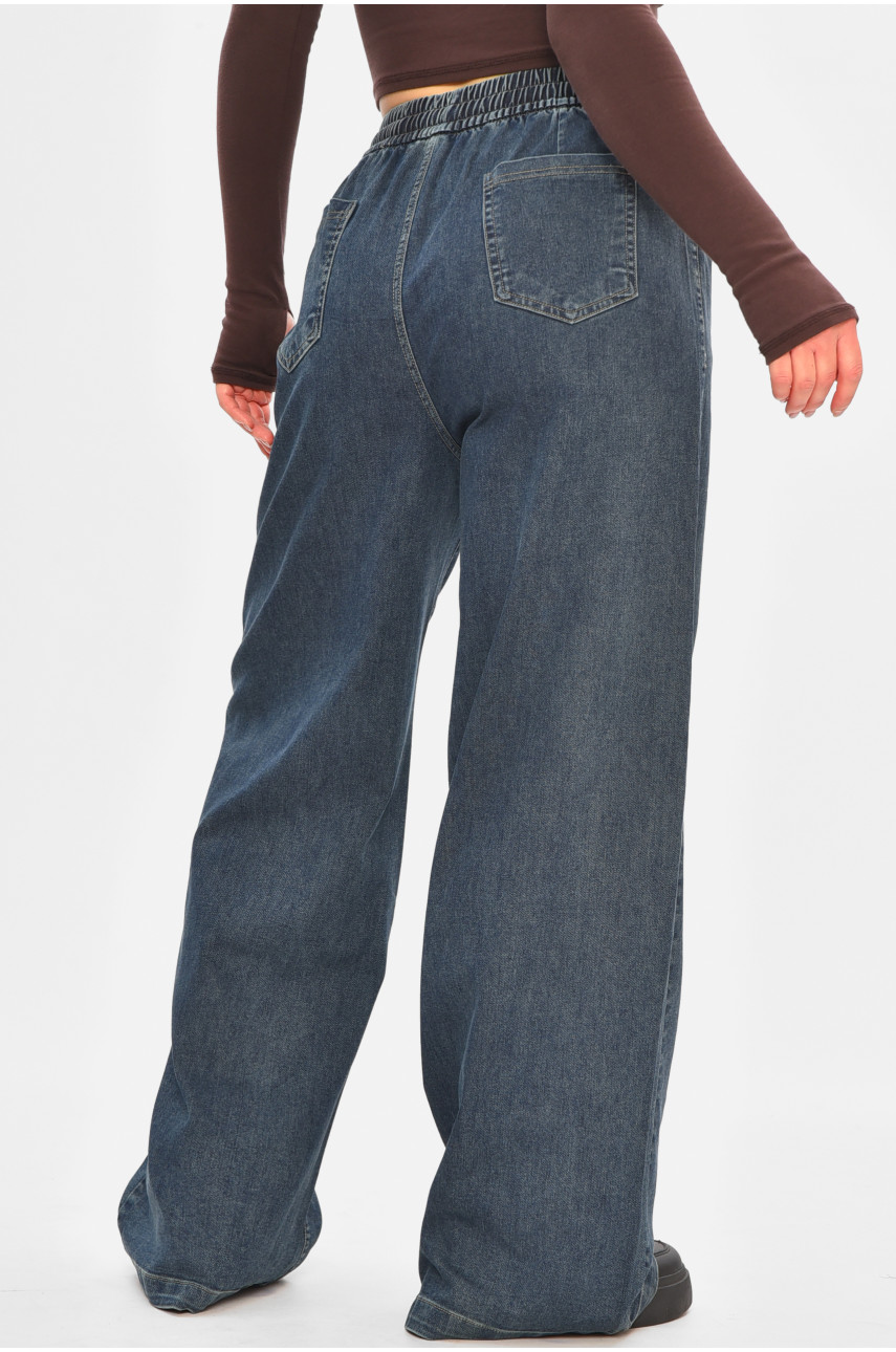 Джинсы женские однотонные темно-синего цвета 541-2 208328