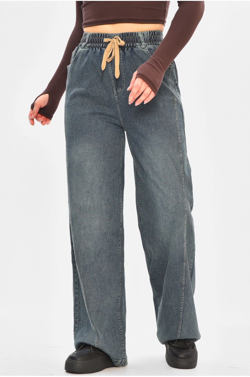 Джинсы женские однотонные темно-синего цвета 541-4 208329