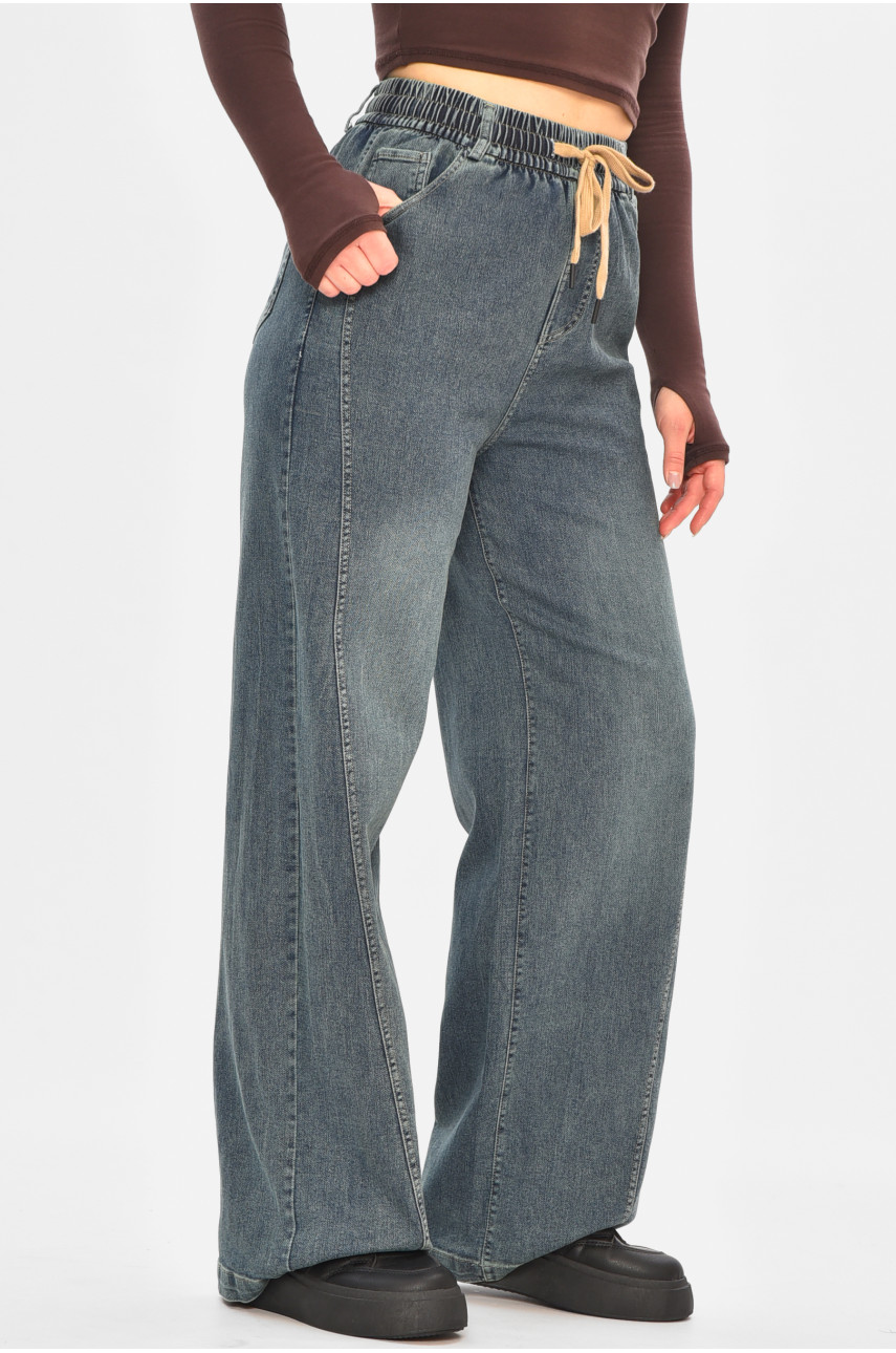 Джинсы женские однотонные темно-синего цвета 541-4 208329