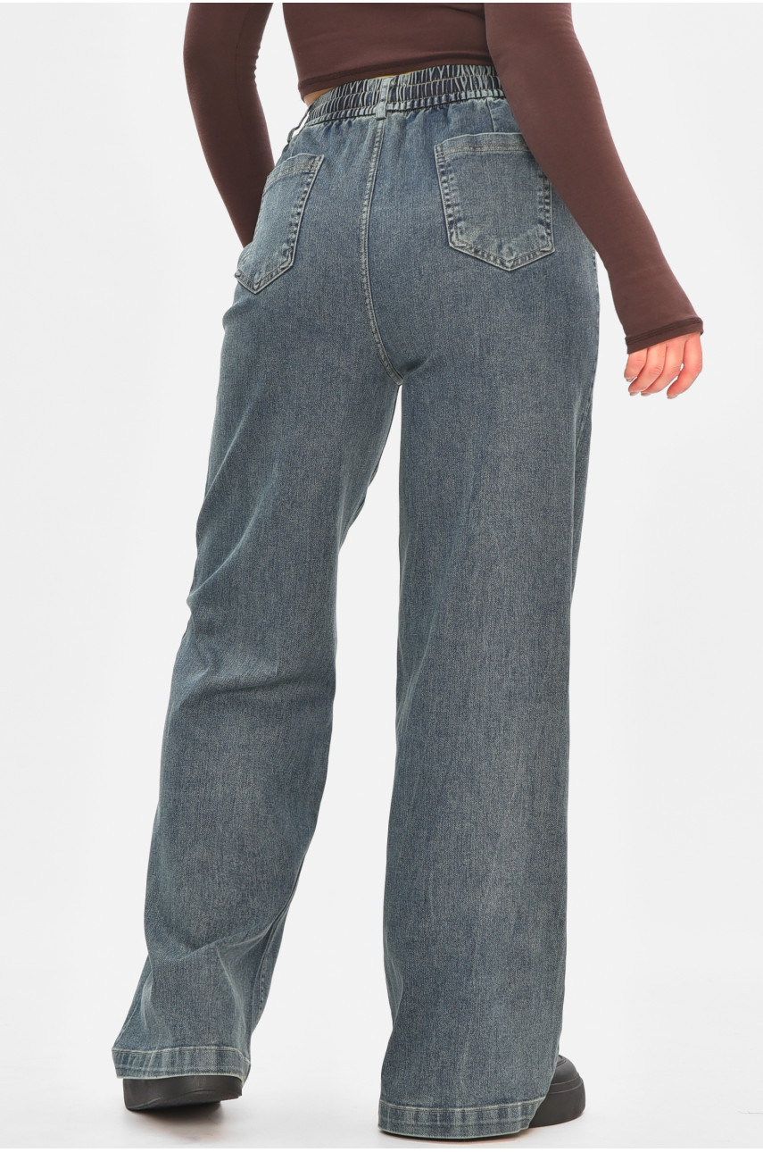 Джинсы женские однотонные темно-синего цвета 541-4 208329