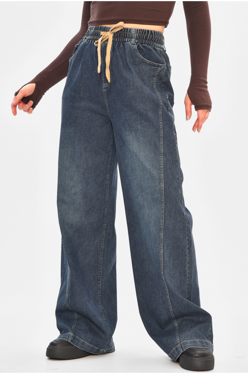 Джинсы женские однотонные темно-синего цвета 541-4 208331