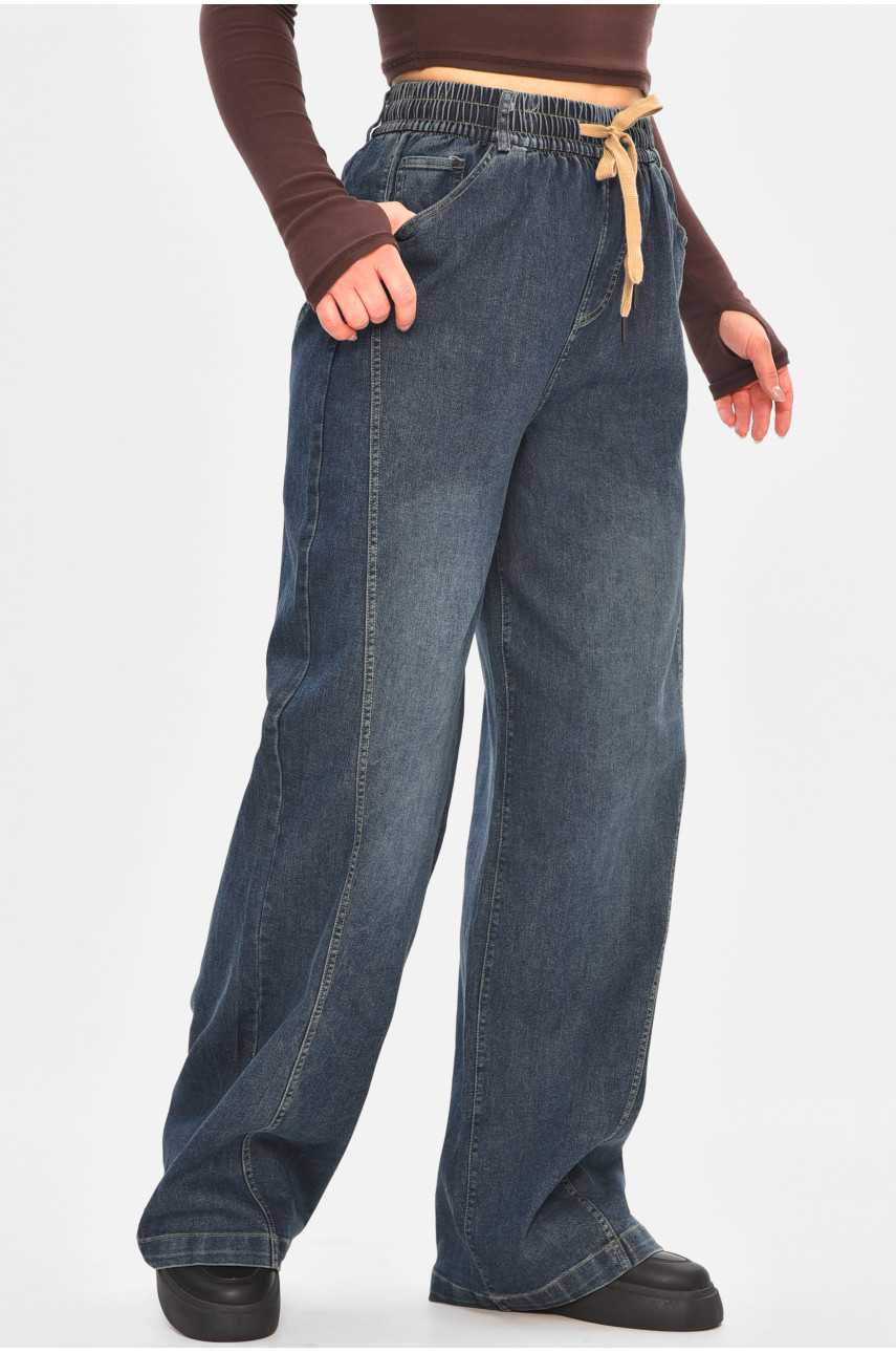 Джинсы женские однотонные темно-синего цвета 541-4 208331