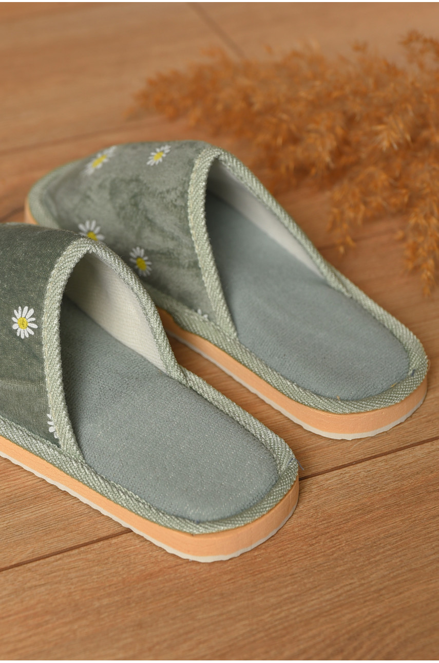 Тапочки домашние женские зеленого цвета SP-006 208335