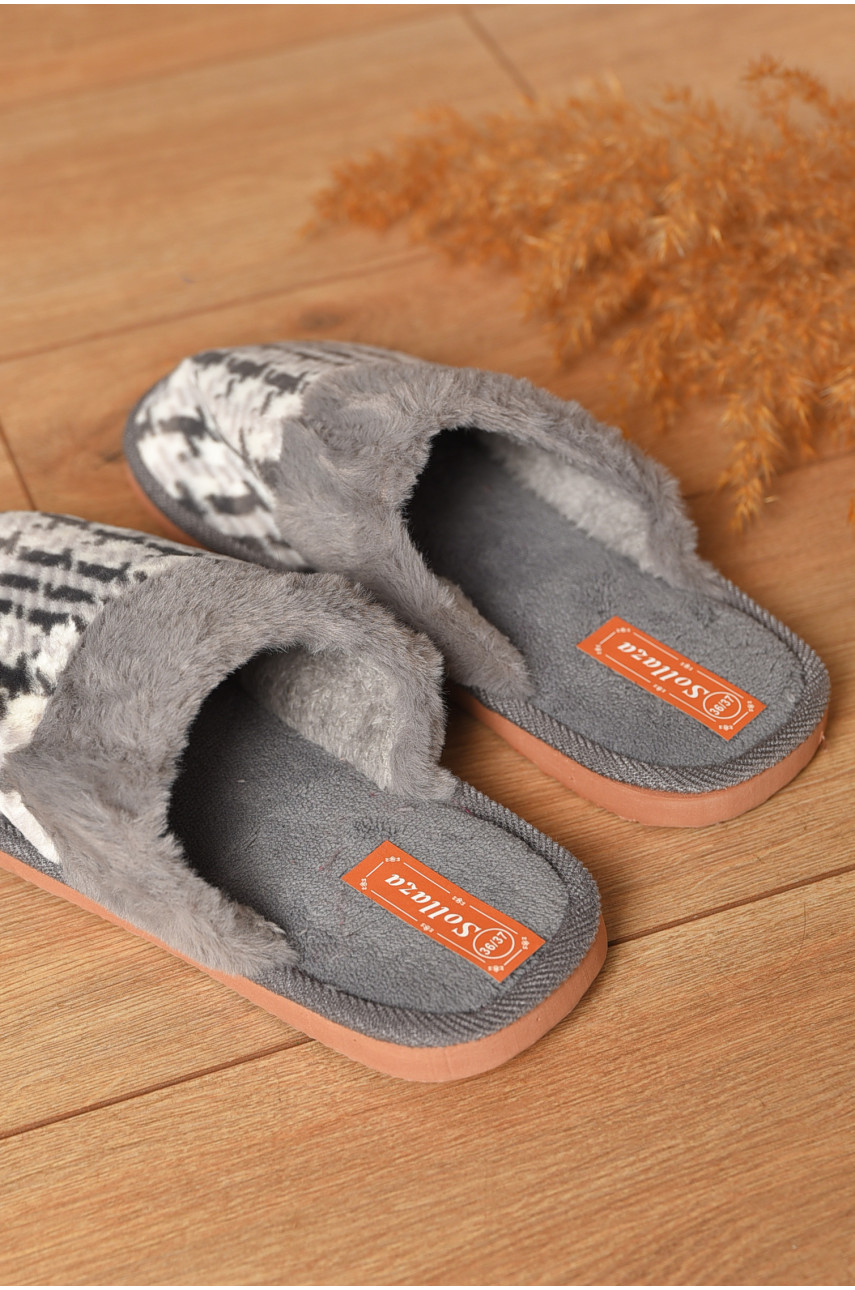 Тапочки домашние женские серого цвета 6086 208341