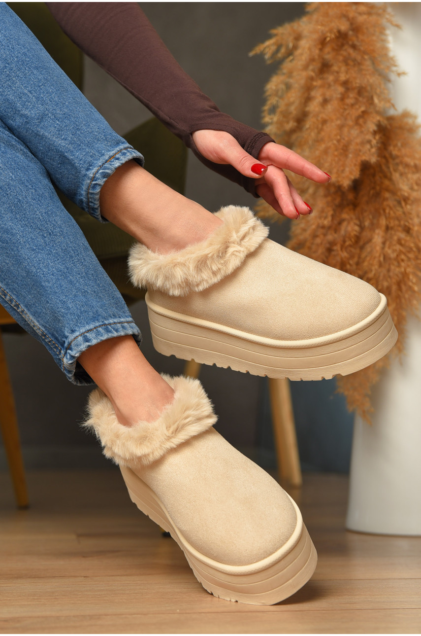 Угги женские на меху светло-бежевого цвета М 166-1 208347