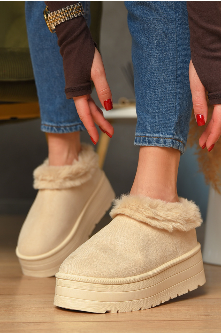 Угги женские на меху светло-бежевого цвета М 166-1 208347