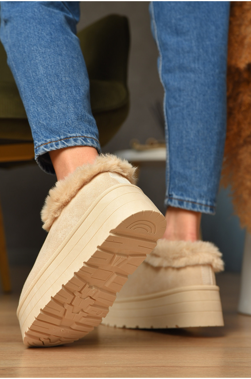Угги женские на меху светло-бежевого цвета М 166-1 208347