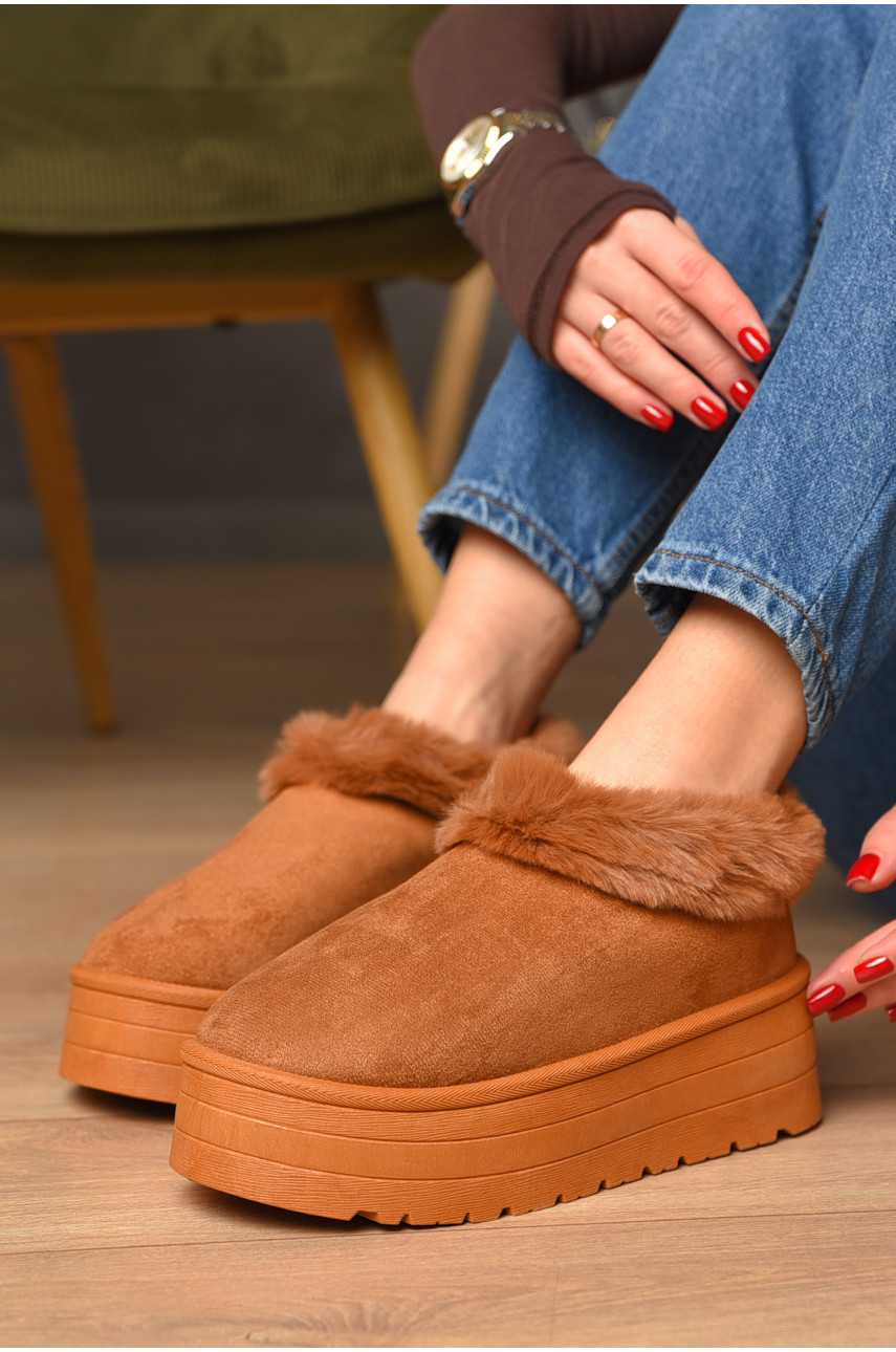 Угги женские на меху темно-бежевого цвета М 166-2 208348