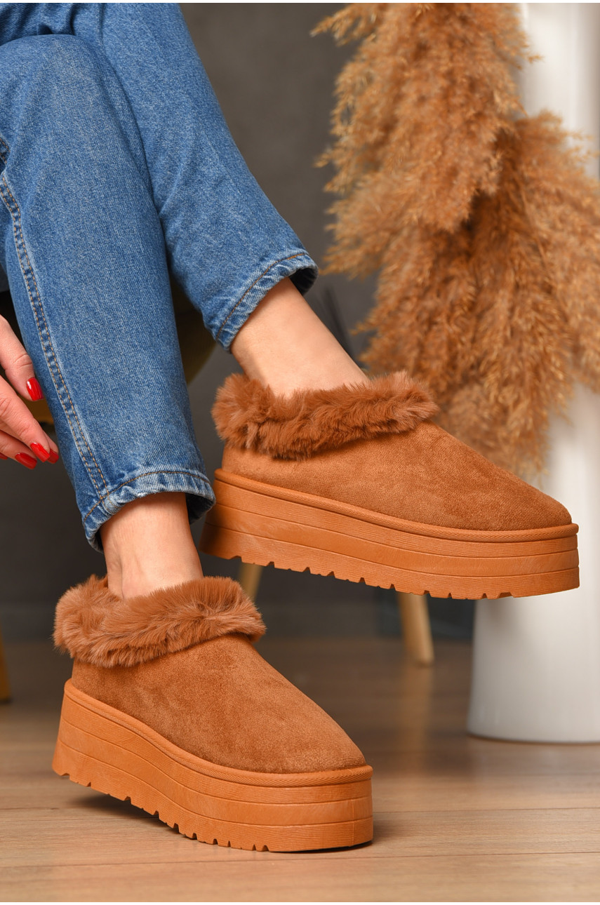 Угги женские на меху темно-бежевого цвета М 166-2 208348