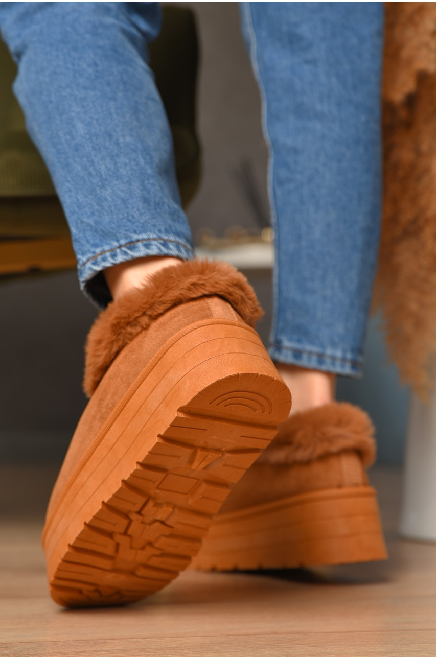 Угги женские на меху темно-бежевого цвета М 166-2 208348