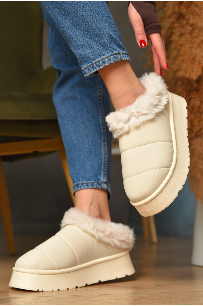 Угги женские на меху бежевого цвета М 159-1 208353