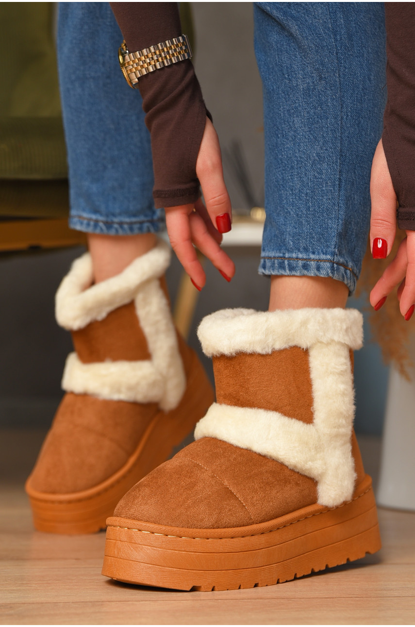 Угги женские на меху темно-бежевого цвета М 168-2 208354