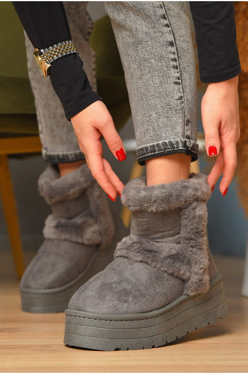 Угги женские на меху темно-серого цвета М 168-5 208355