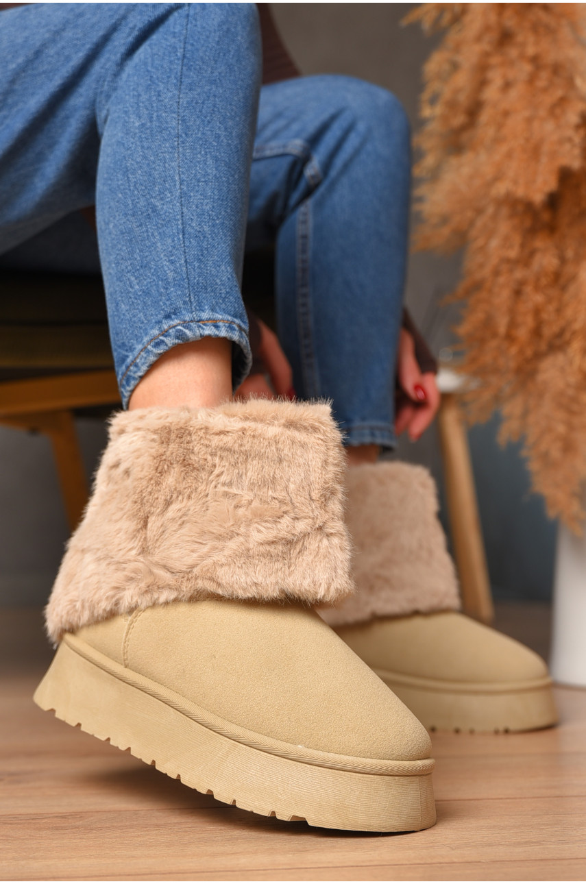 Угги женские на меху бежевого цвета М 162-1 208357