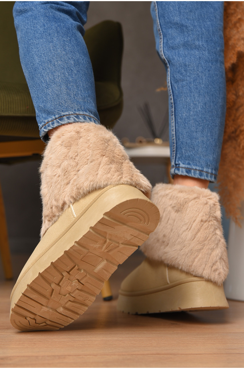 Угги женские на меху бежевого цвета М 162-1 208357