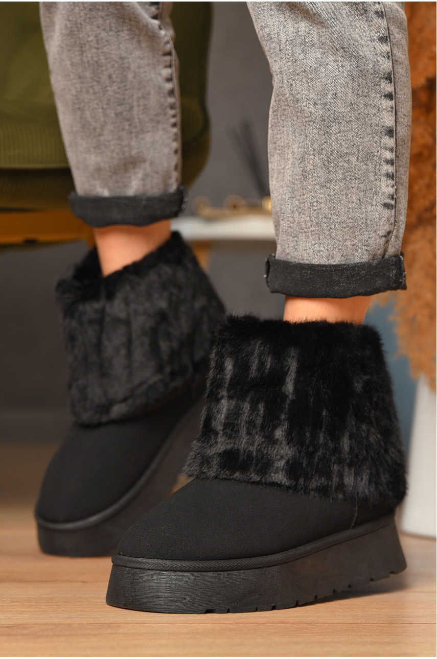 Угги женские на меху черного цвета М 162 208358