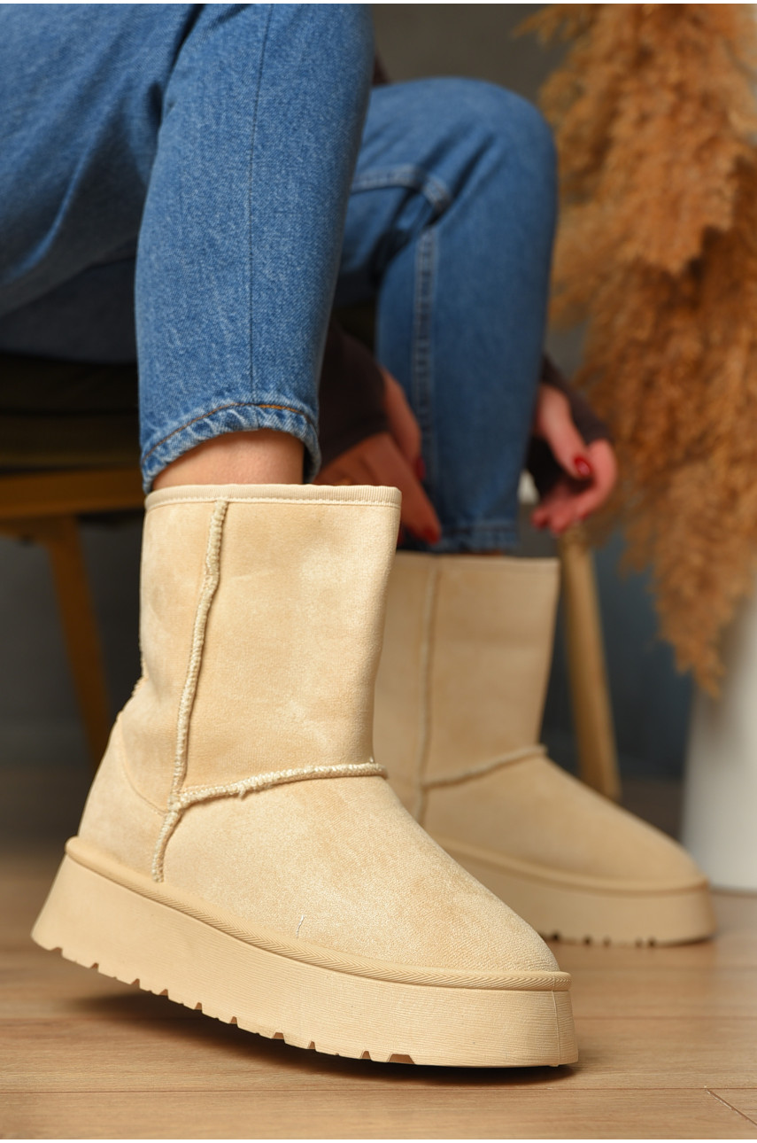 Угги женские на меху светло-бежевого цвета М 103-2 208361