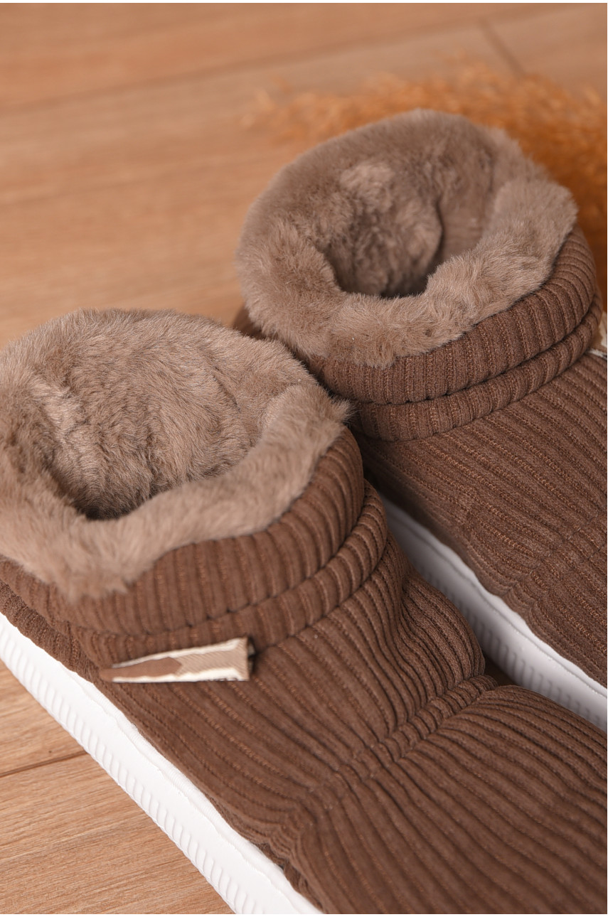 Домашние тапочки женские на меху коричневого цвета 885-2 208365