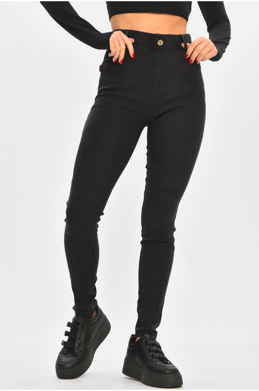 Джинсы женские однотонные черного цвета А4030-6В 208367