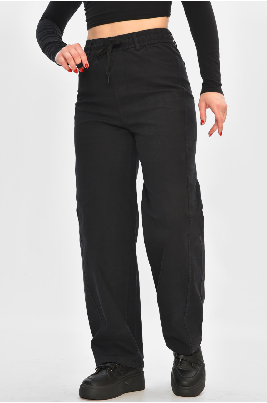 Штаны женские однотонные черного цвета 510-3 208371