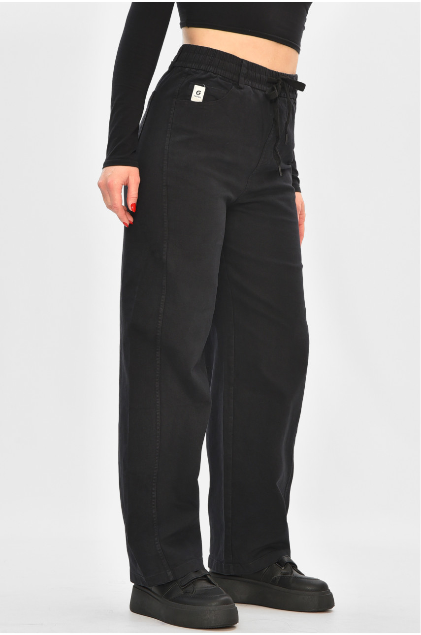 Штаны женские однотонные черного цвета 510-3 208371