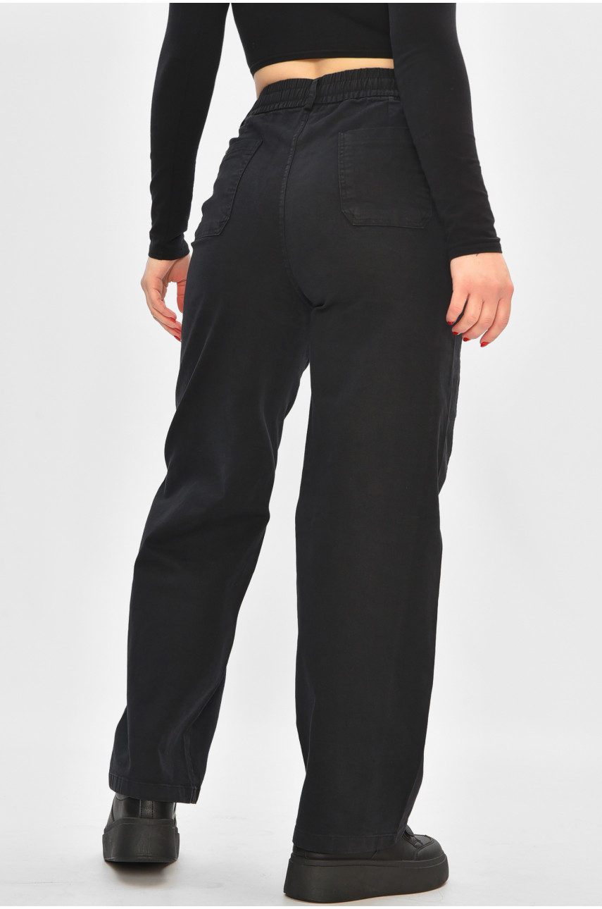 Штаны женские однотонные черного цвета 510-3 208371