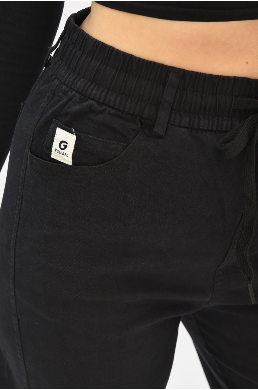 Штаны женские однотонные черного цвета 510-3 208371