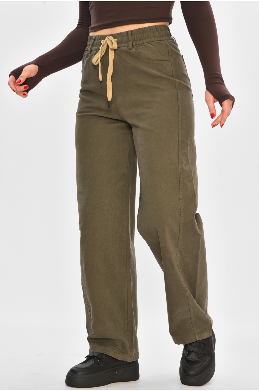 Штаны женские однотонные тёмно-коричневого цвета 510-3 208372