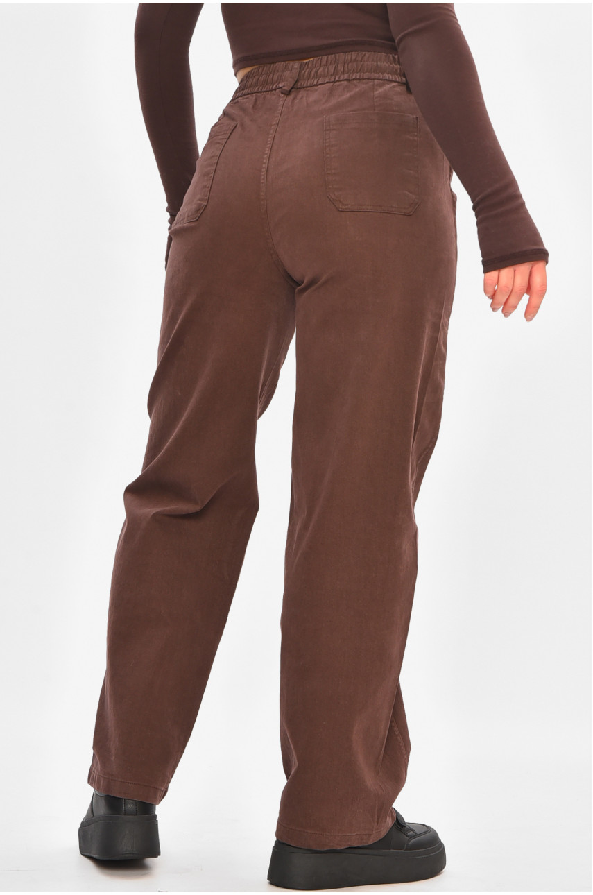 Штаны женские однотонные бордового цвета 510-3 208373