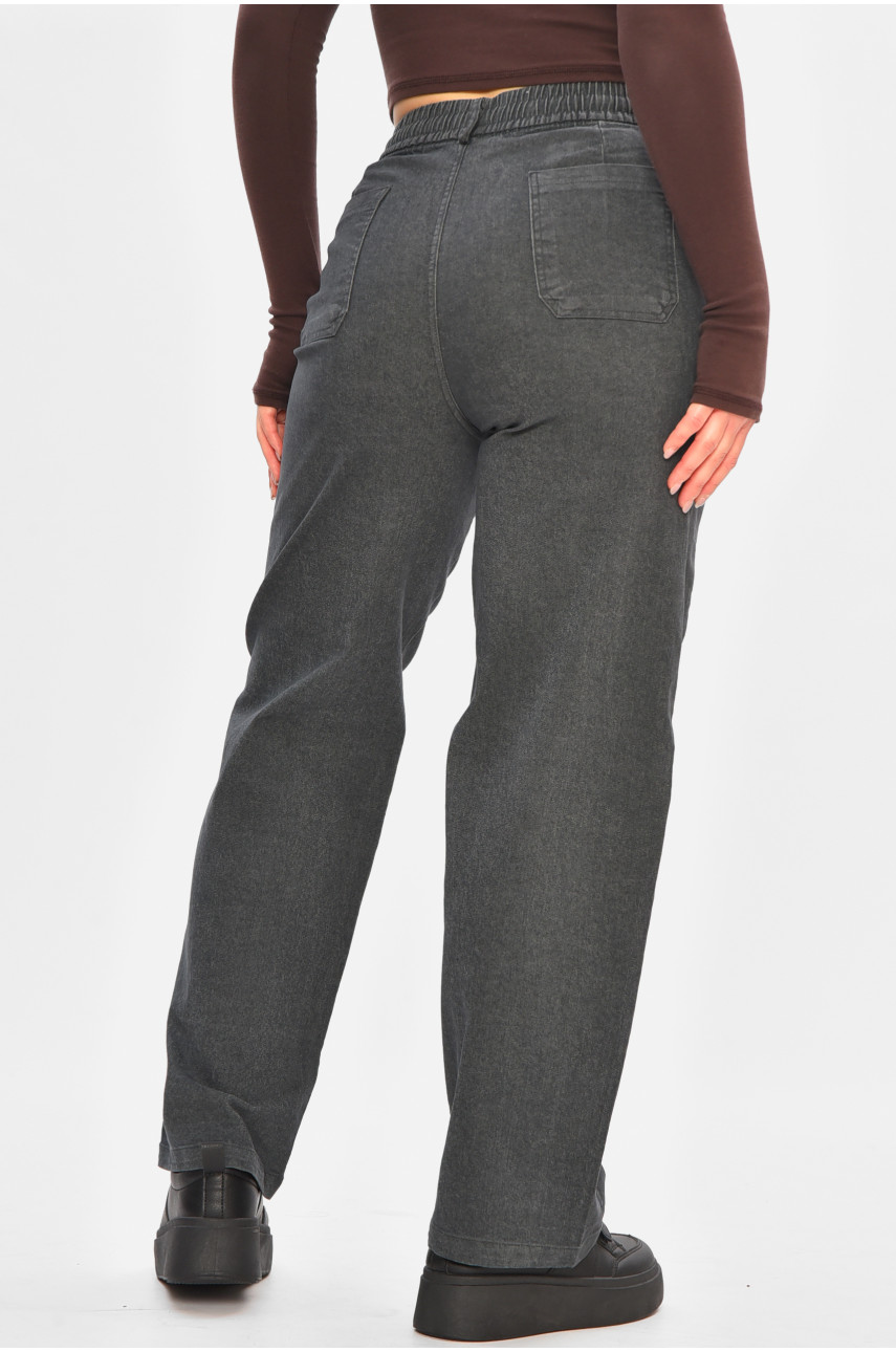 Штаны женские однотонные тёмно-серого цвета 510-3 208376