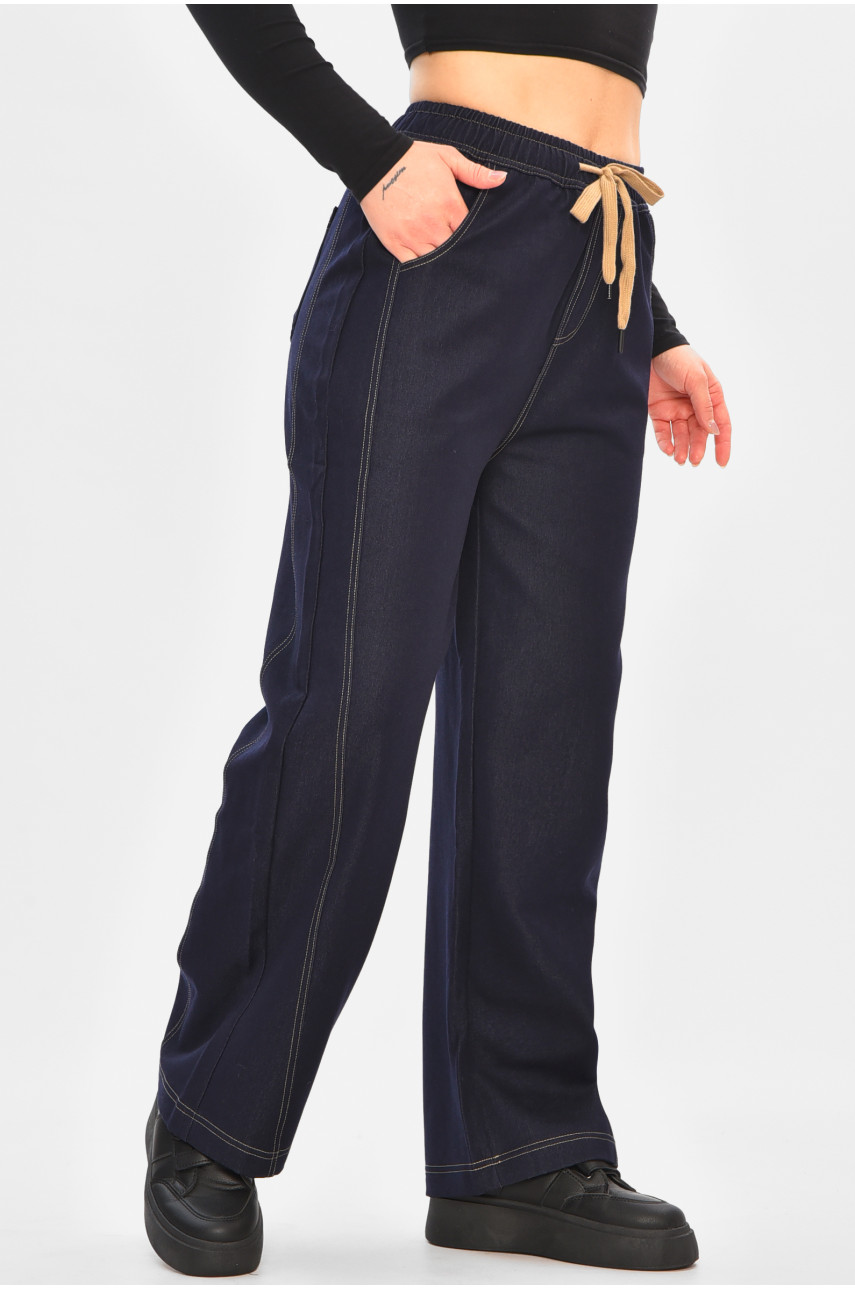 Джинсы женские однотонные тёмно-синего цвета 571-7 208377