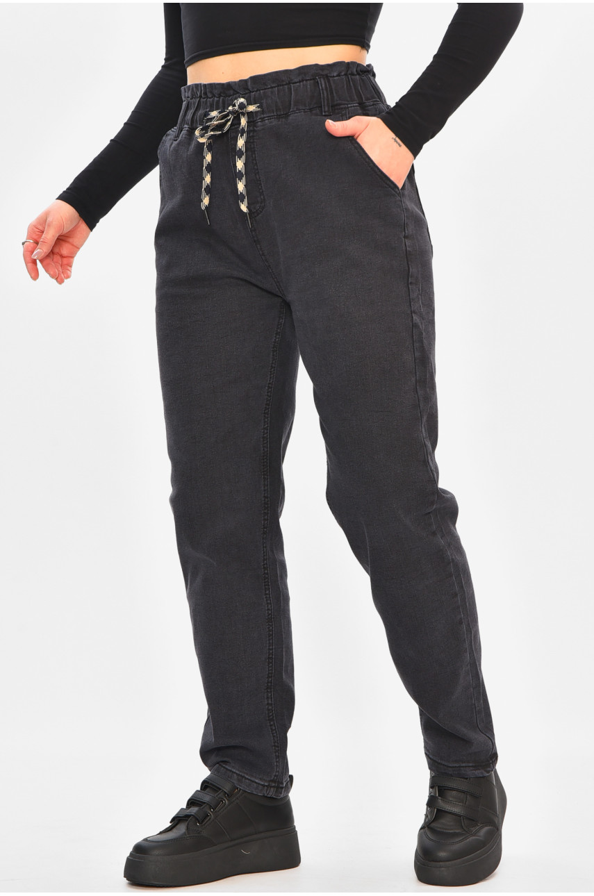 Джинсы женские полубатальные черного цвета 852-4 208383