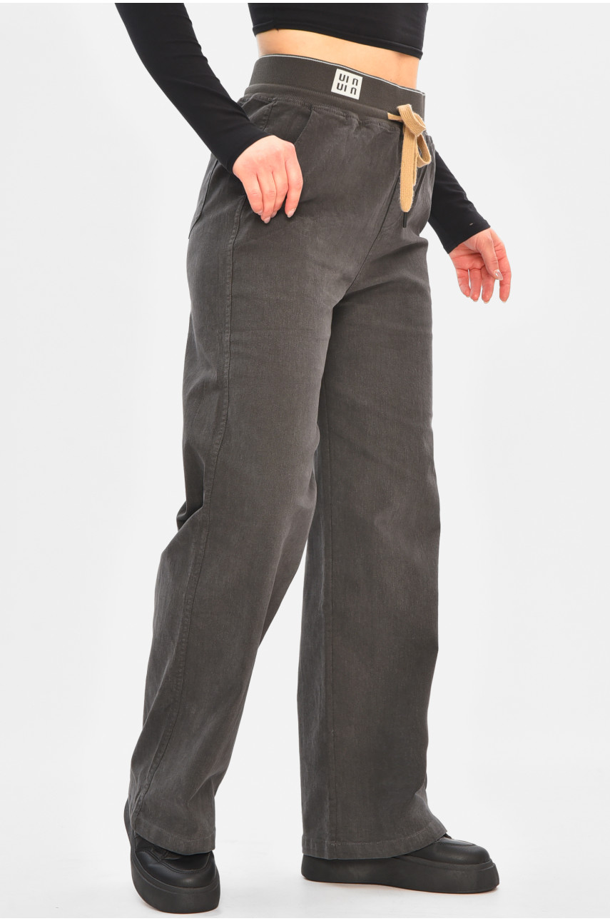 Штаны женские однотонные черного цвета 510-4 208385