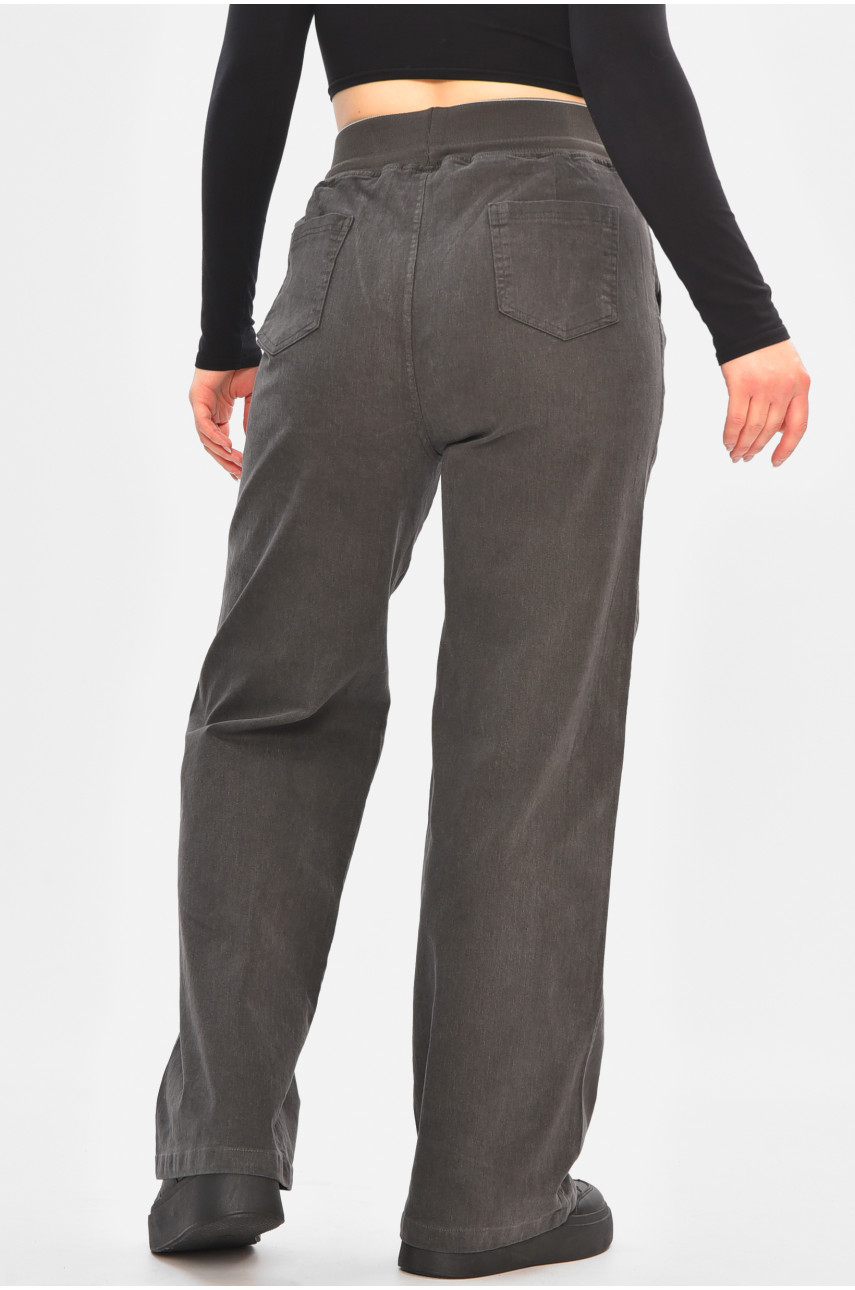 Штаны женские однотонные черного цвета 510-4 208385