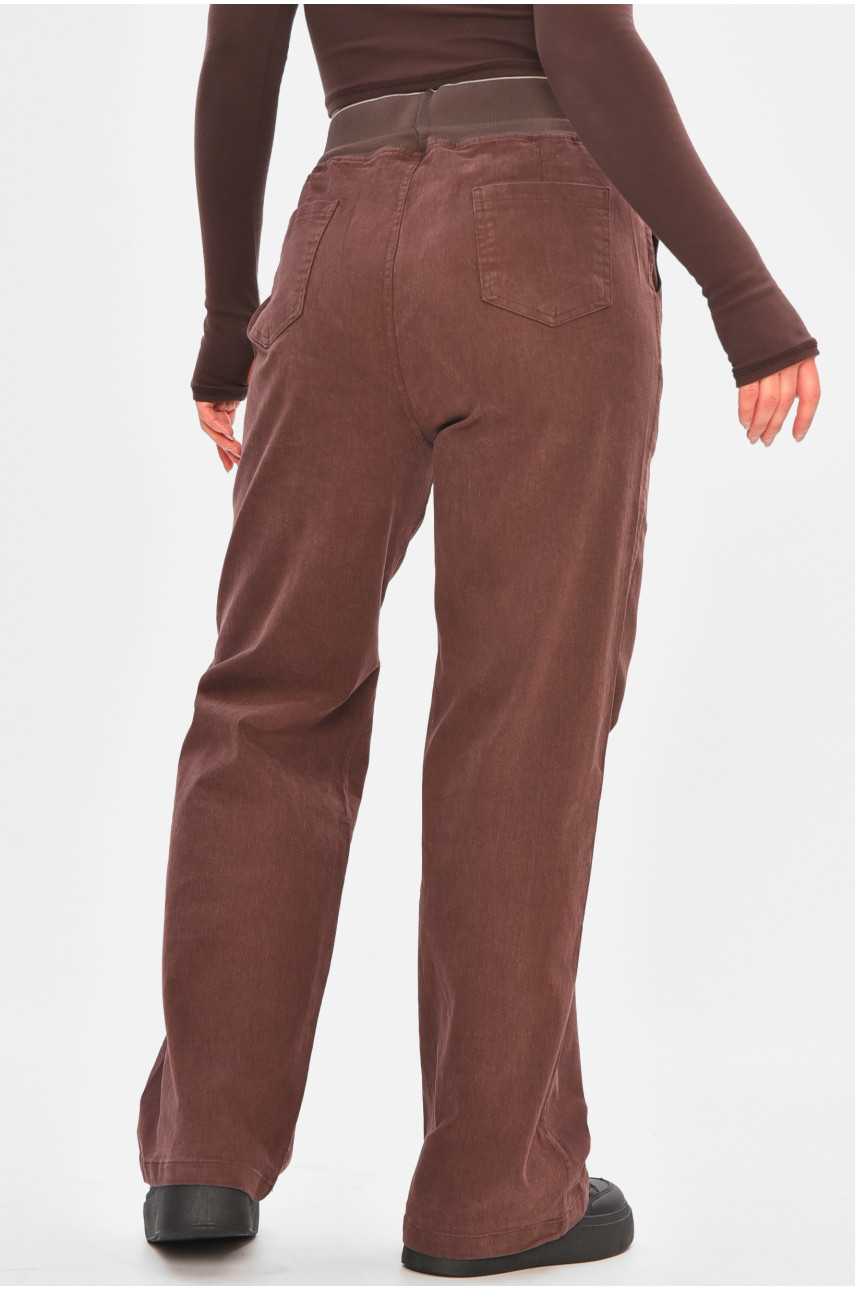 Штаны женские однотонные бордового цвета 510-4 208386